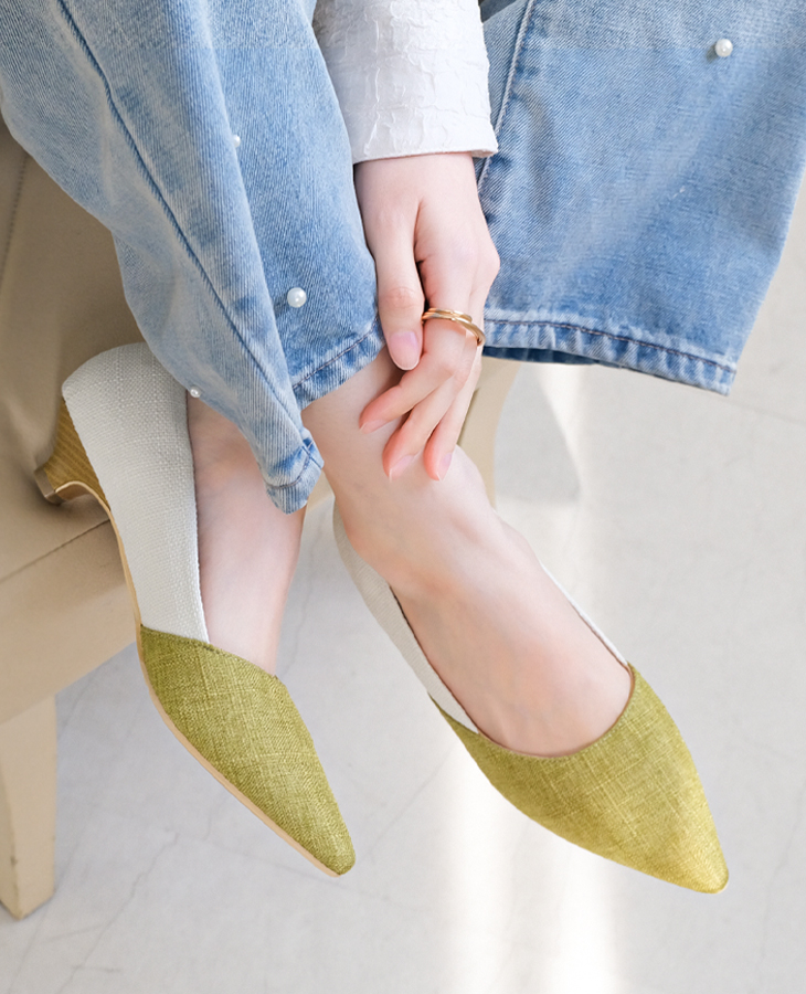 バイカラー3cmヒールパンプス