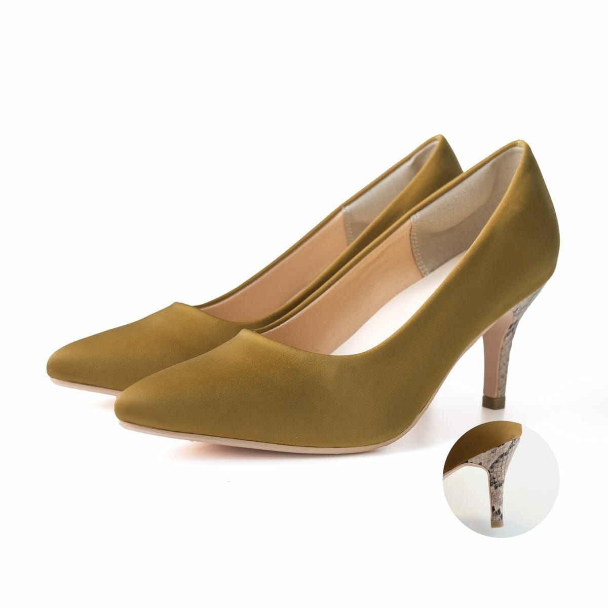 カーキ(サテン)/パイソン