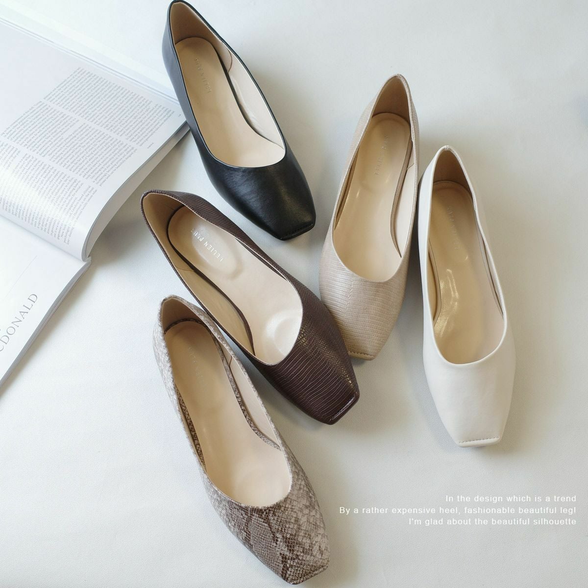 在庫限り！特別価格！】アシンメトリーカットインヒールパンプス