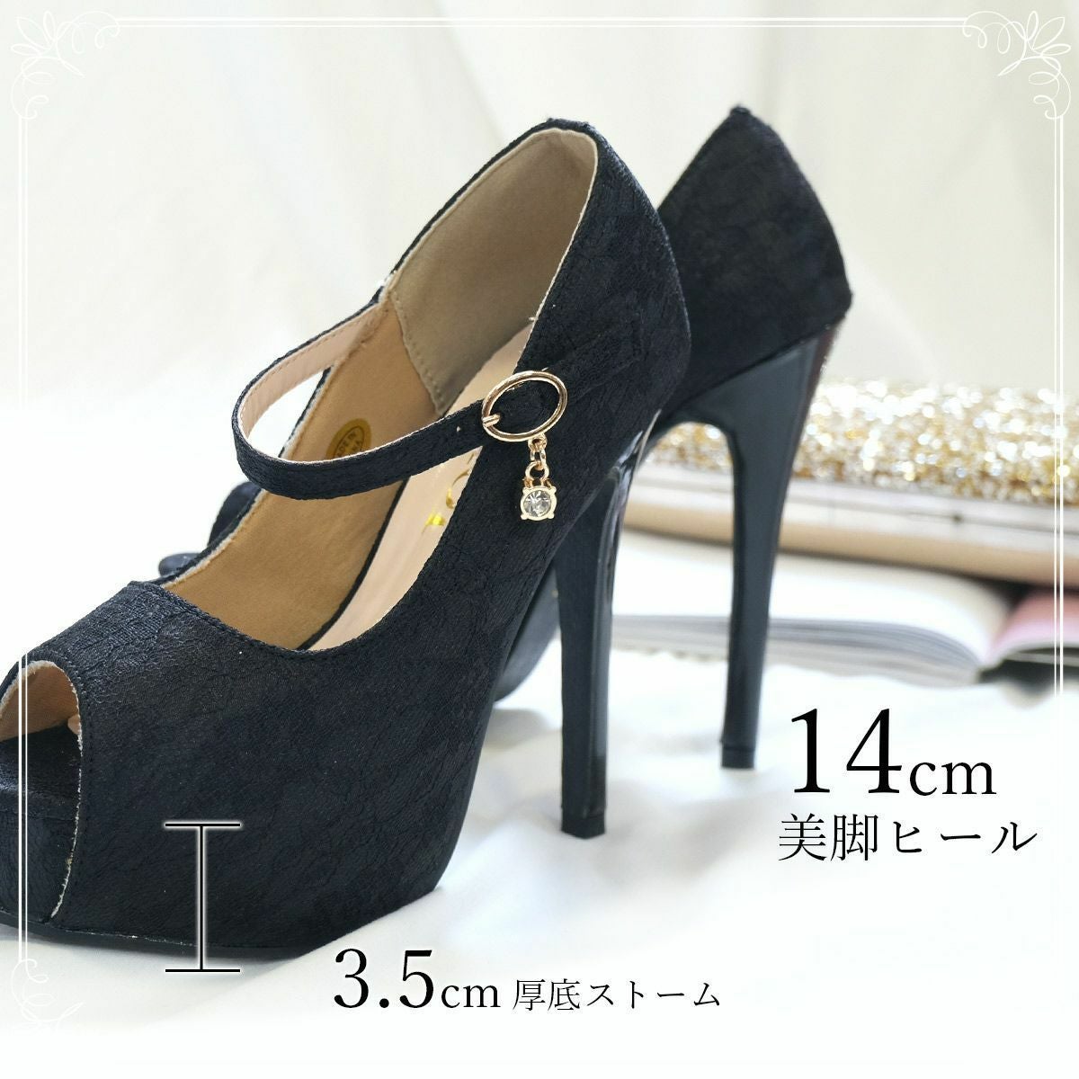 AIMERストラップ付きヒールパンプス36・クラッチバッグ ORiental TRaffic 2026春夏新作バックストラップパンプス/61101（BROWN