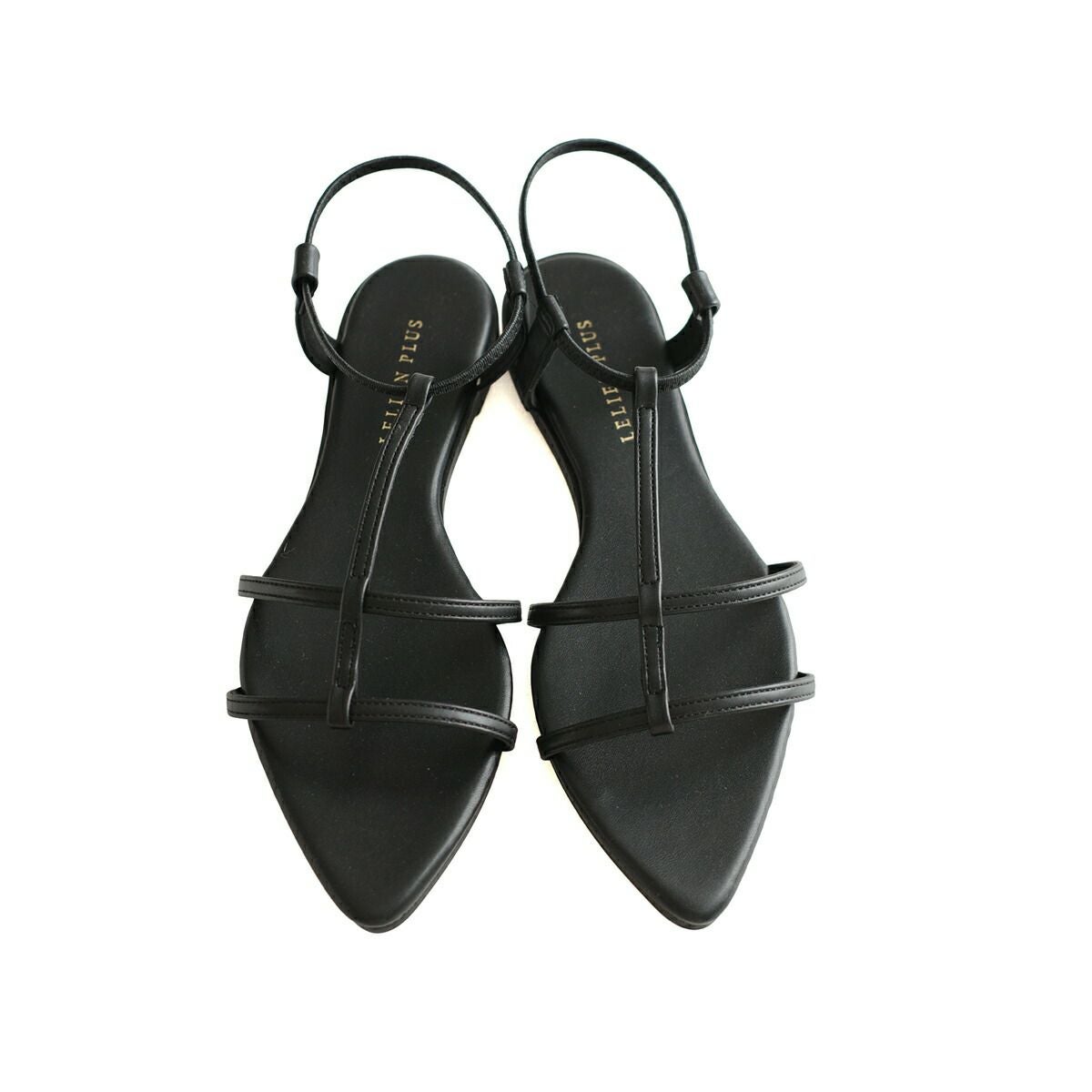 ポインテッドトゥWストラップ|ブラック(スムース)