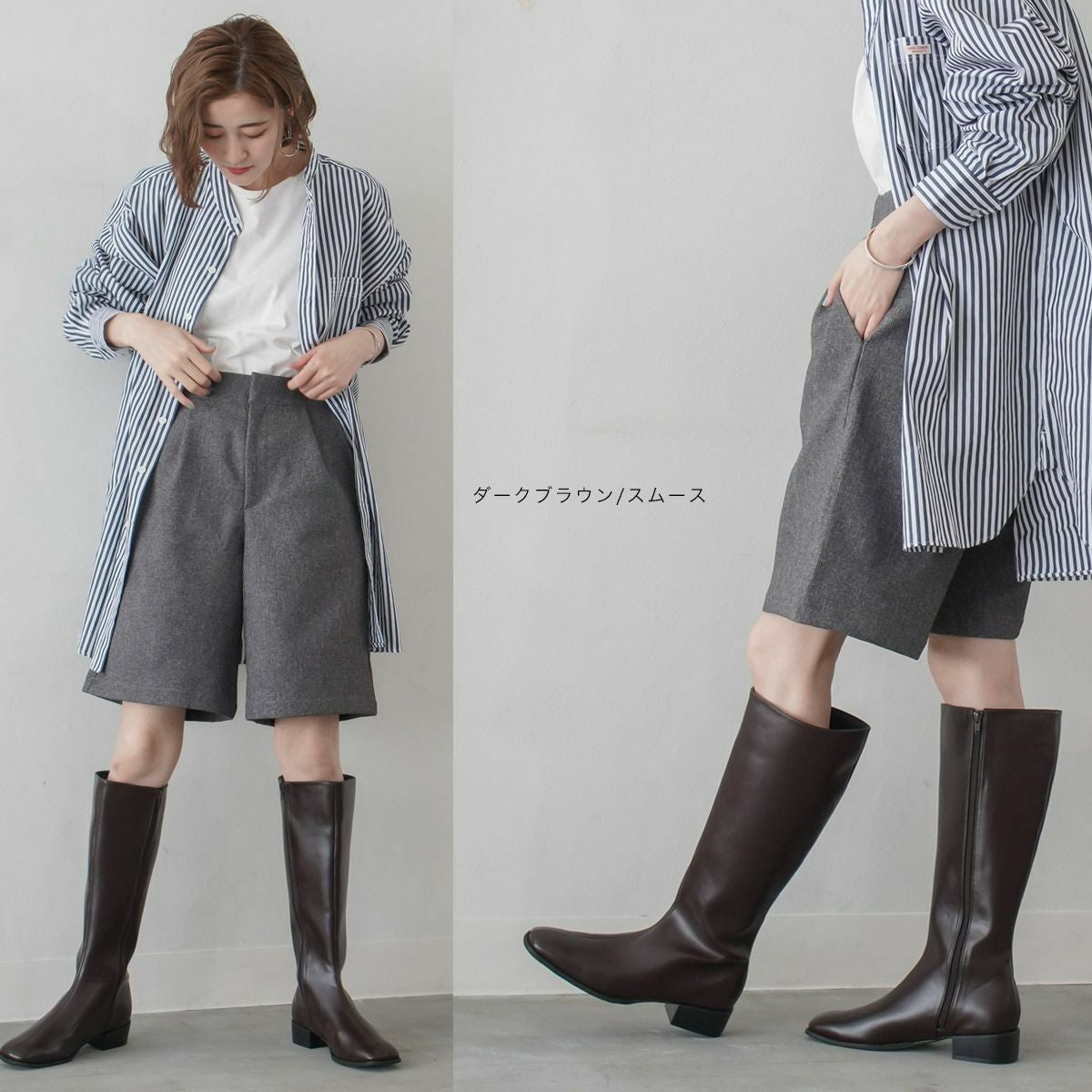 クリアランスSALE】サイドジップスクエアトゥロングブーツ レディース