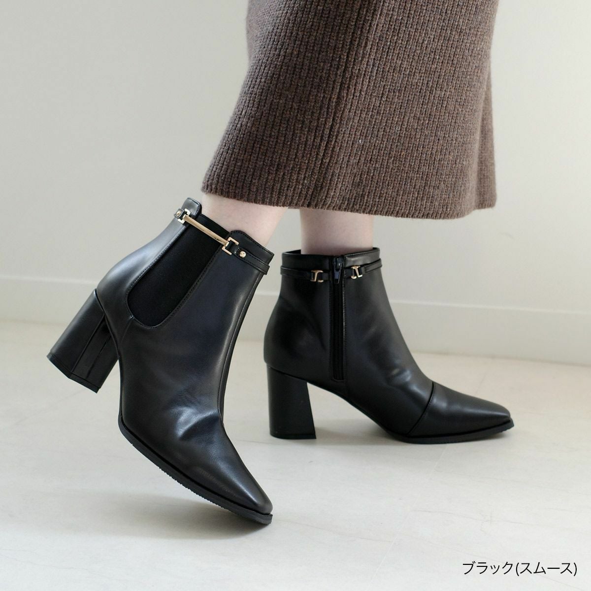 在庫限り！特別価格！】サイドゴアショートブーツ2WAYメタルパーツ付