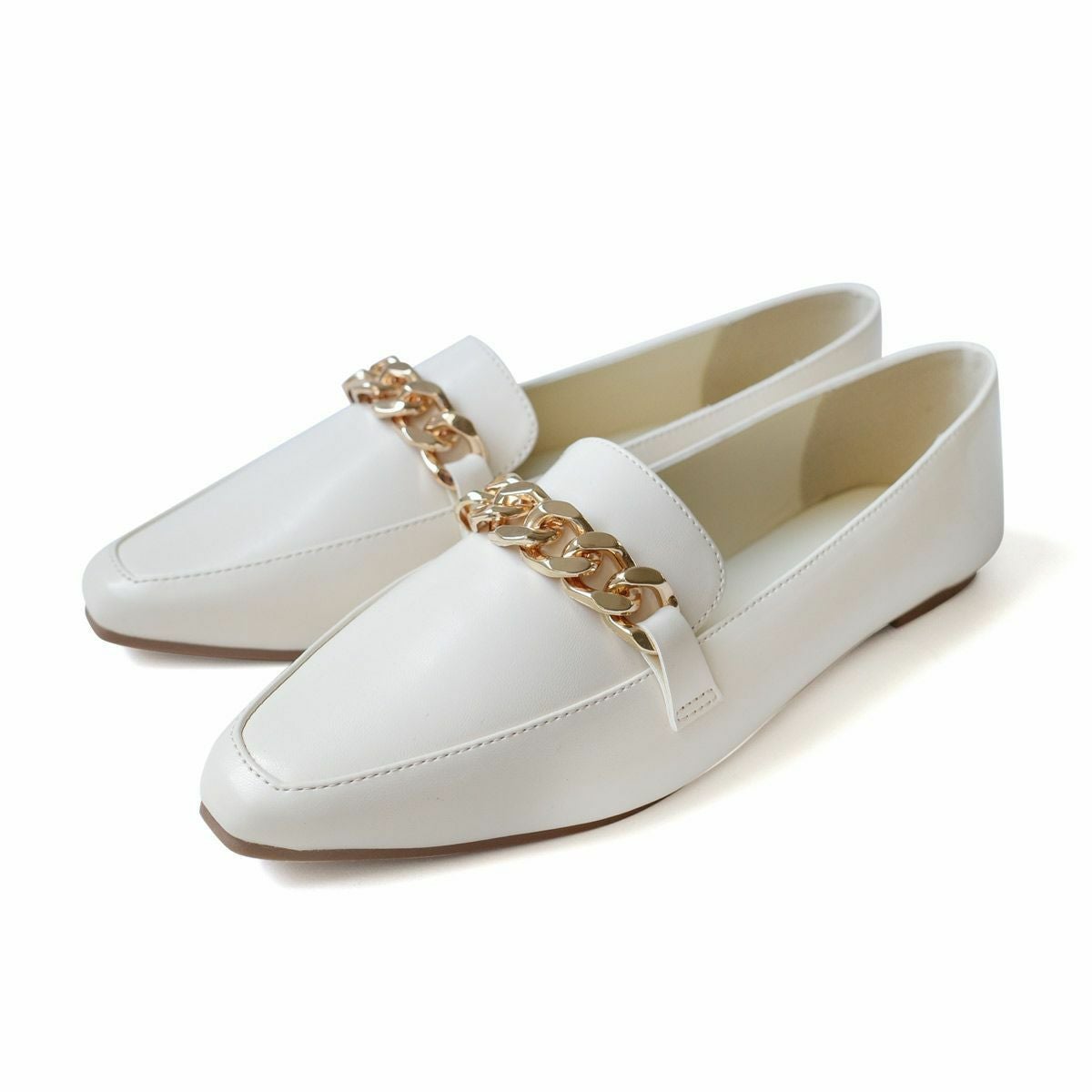 在庫限り！特別価格！】軽量ゴールドチェーンローファー靴 レディース