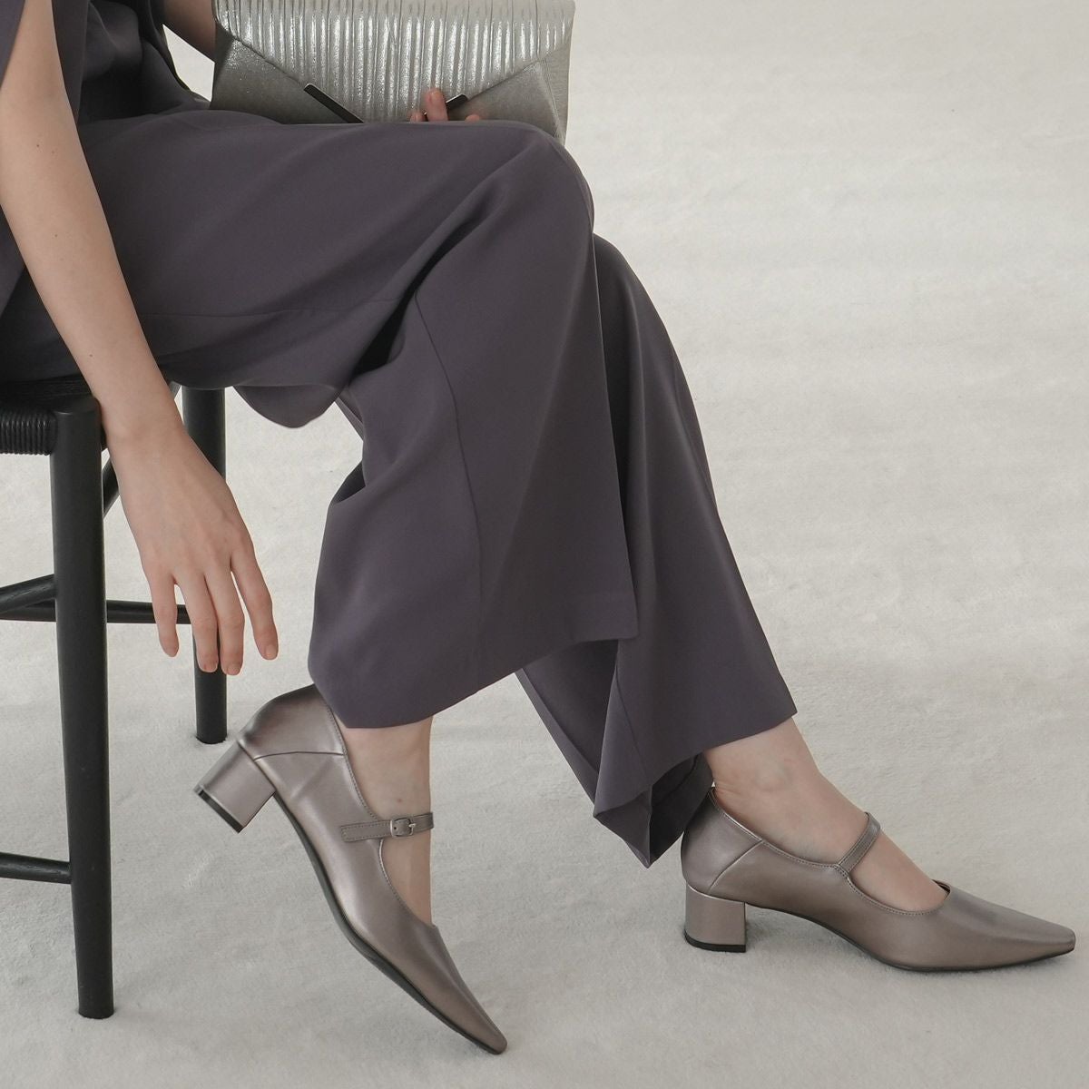 期間限定SALE】かかとが踏める2WAYメリージェーン4cm太ヒールパンプス