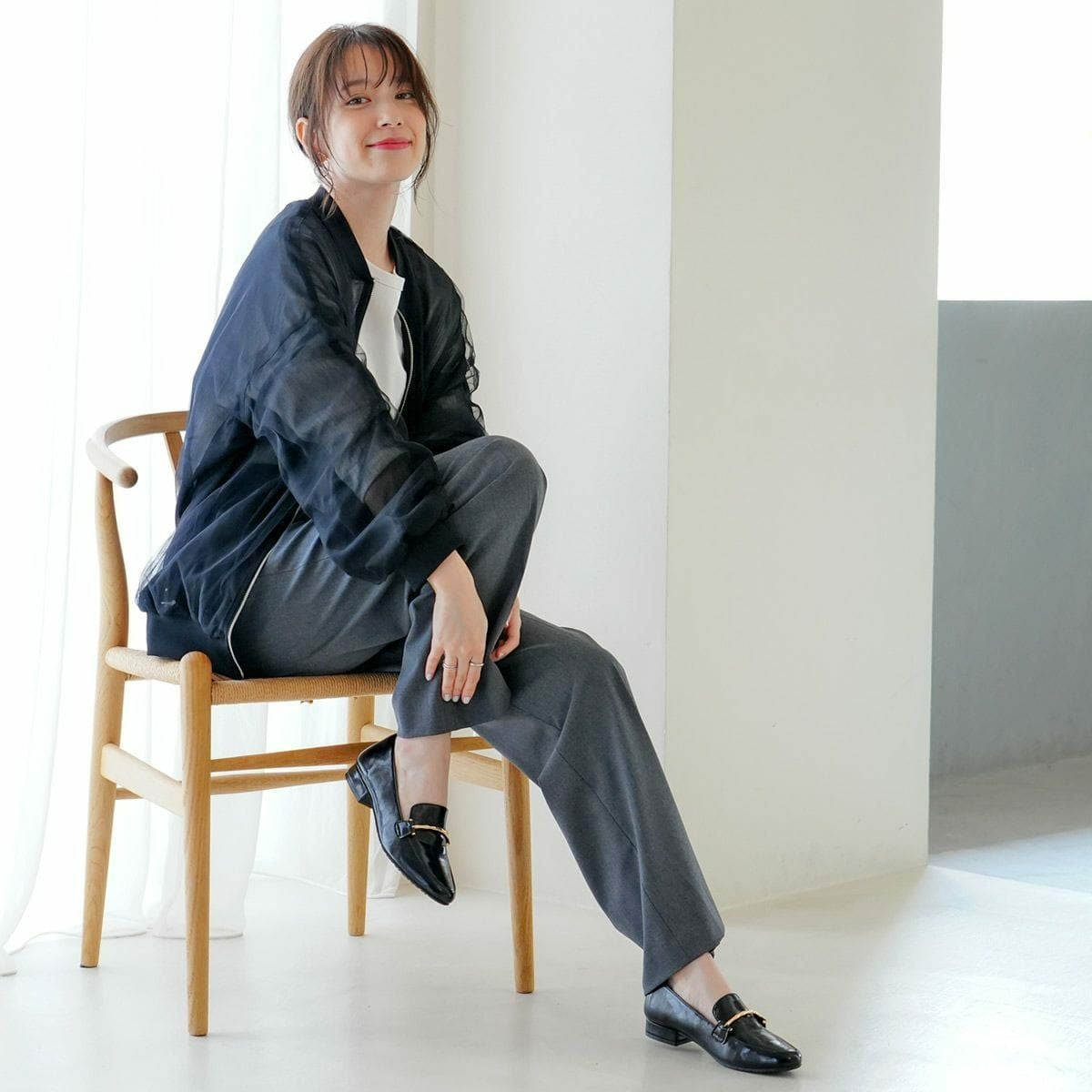 晴雨兼用 生活 防水 レインローファー バックルプレーン靴 レディース