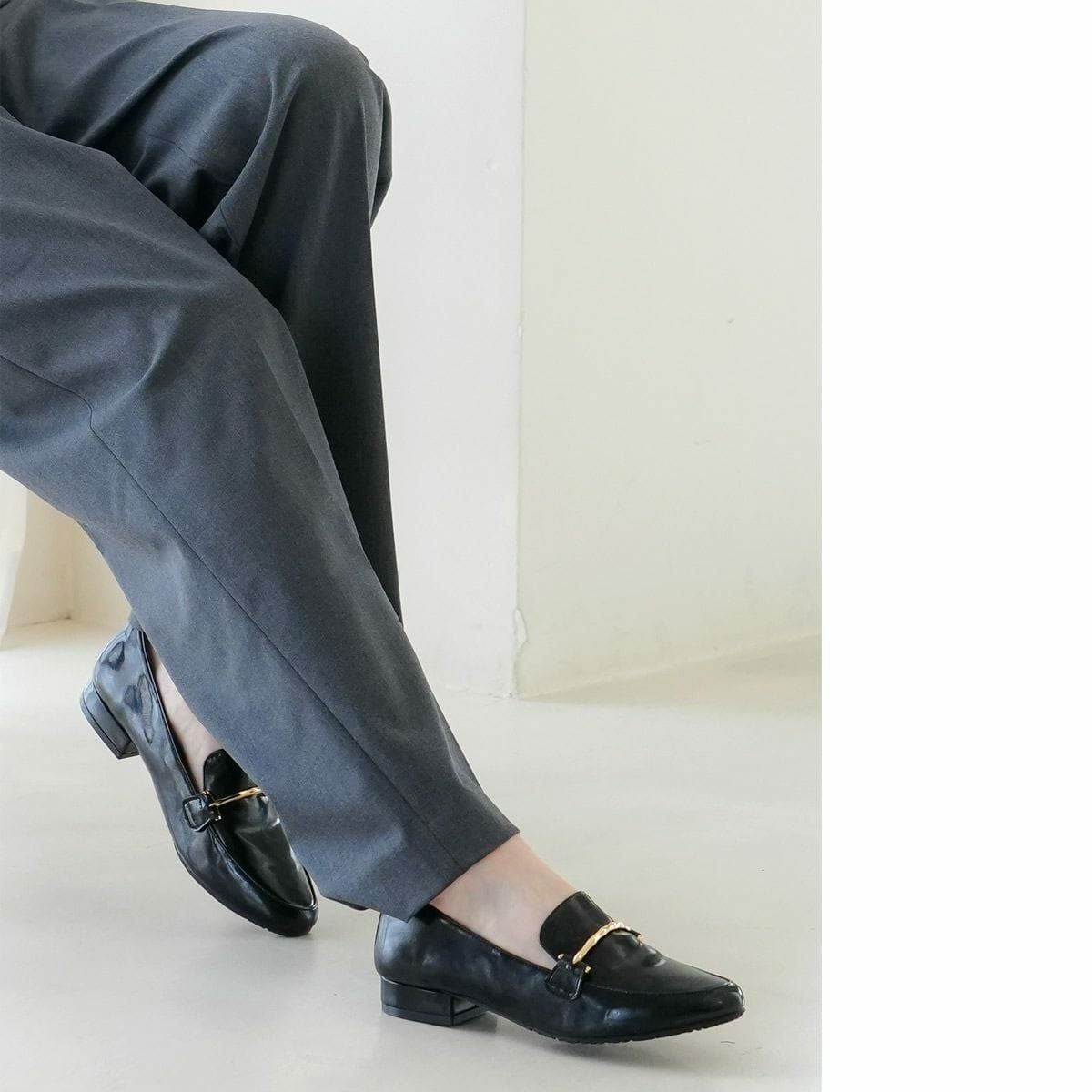 晴雨兼用 生活 防水 レインローファー バックルプレーン靴 レディース