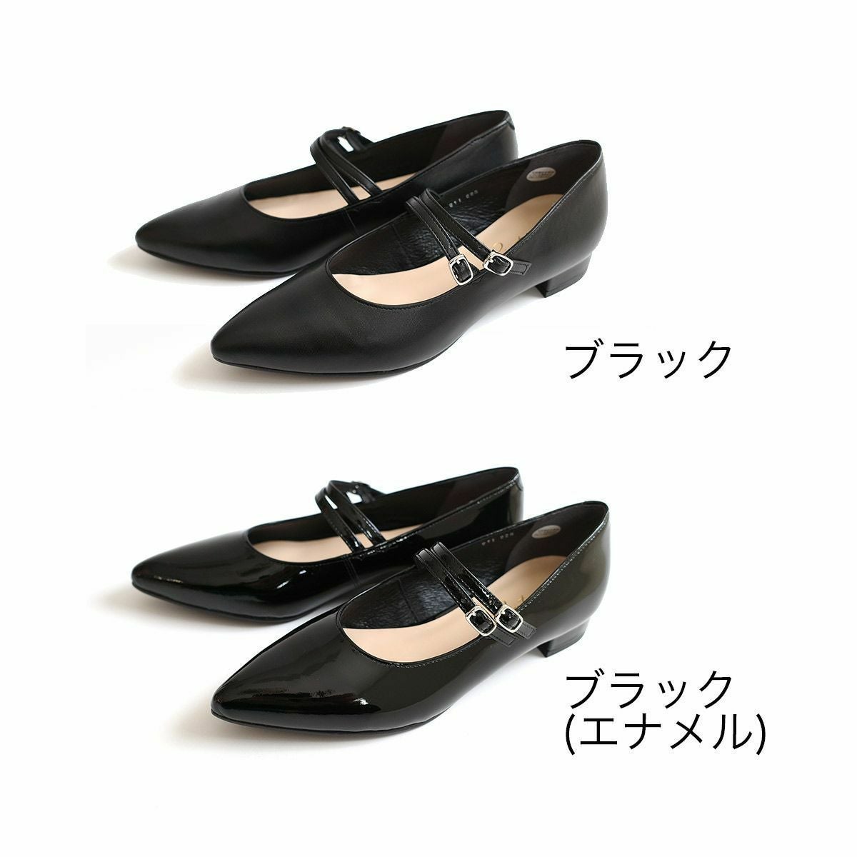 ストラップ付きローヒールパンプス日本製本革 レディース | 《公式