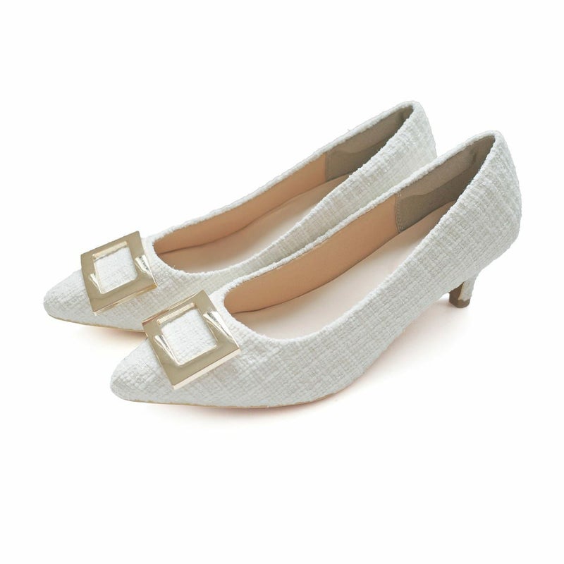 ホワイト(ツイード)×バックル