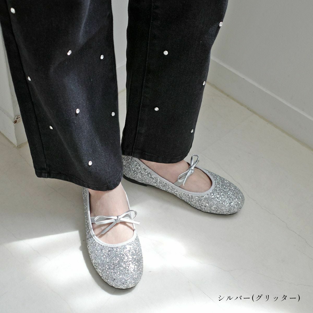 グリッターバレエシューズバレエコアリボン レディース | 《公式