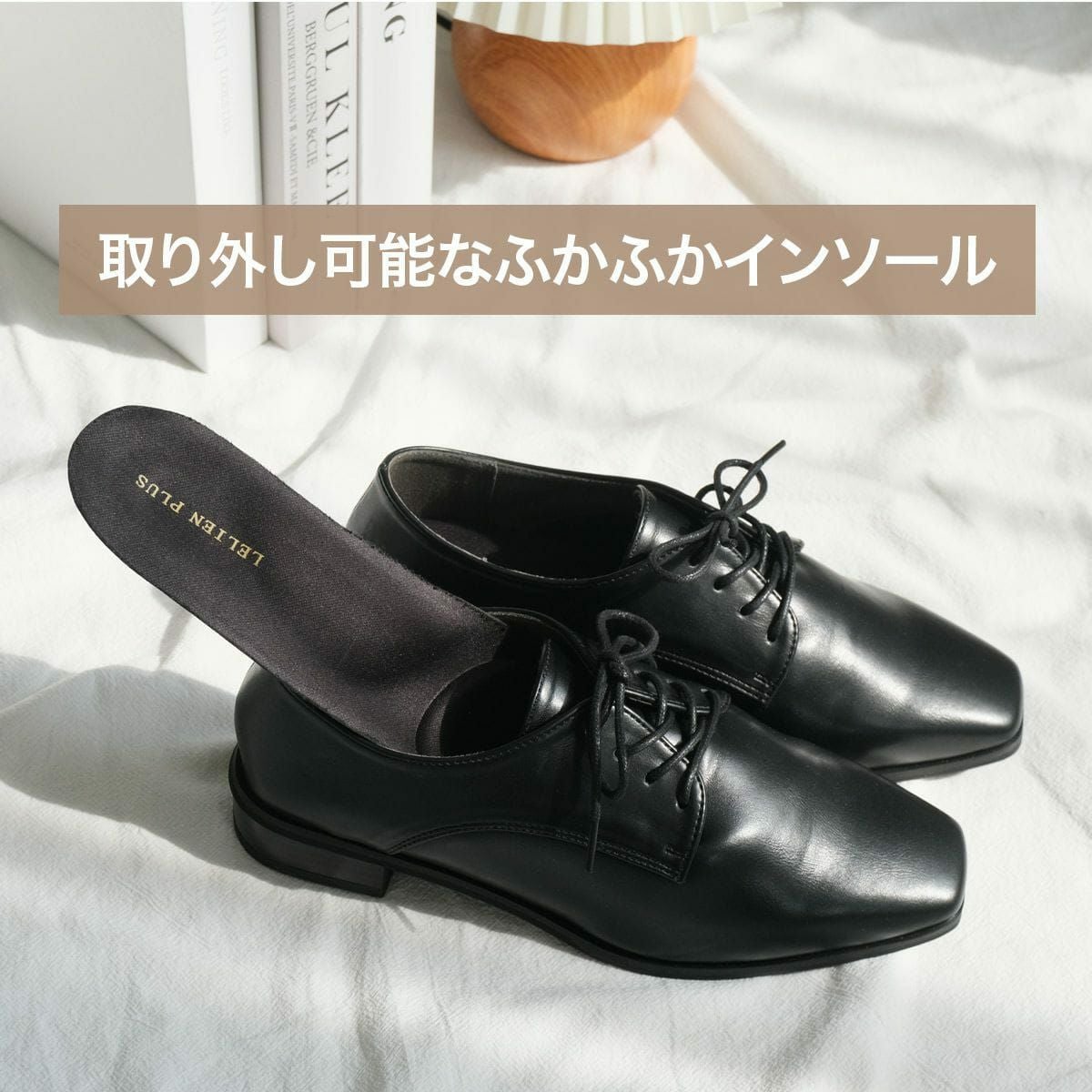 スクエアトゥオックスフォードシューズレースアップ レディース