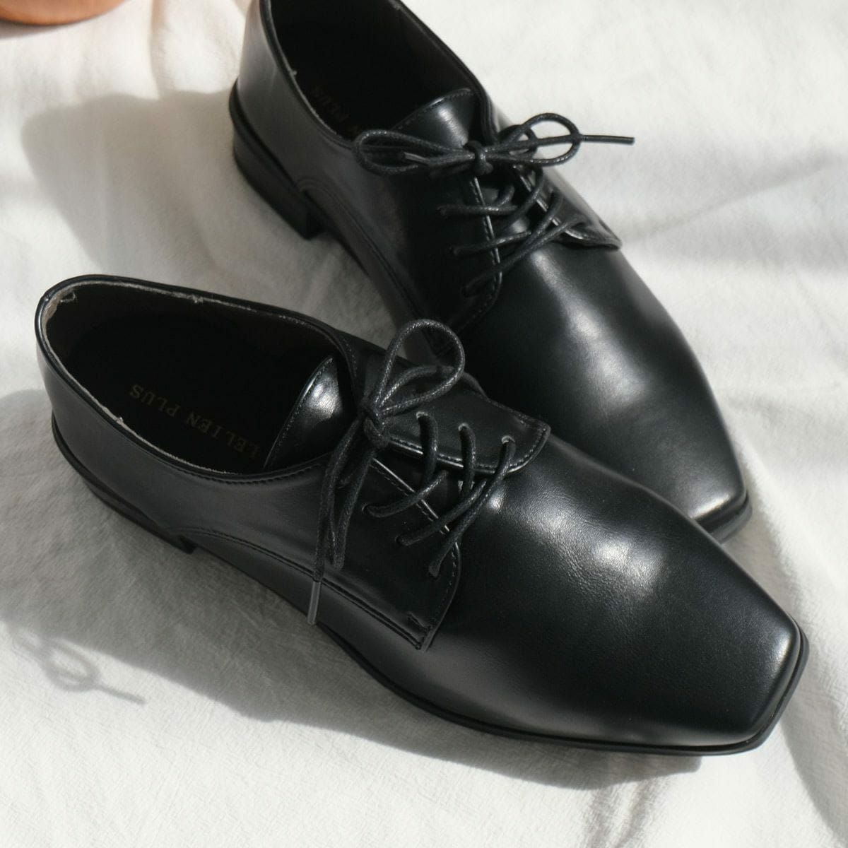 スクエアトゥオックスフォードシューズレースアップ レディース