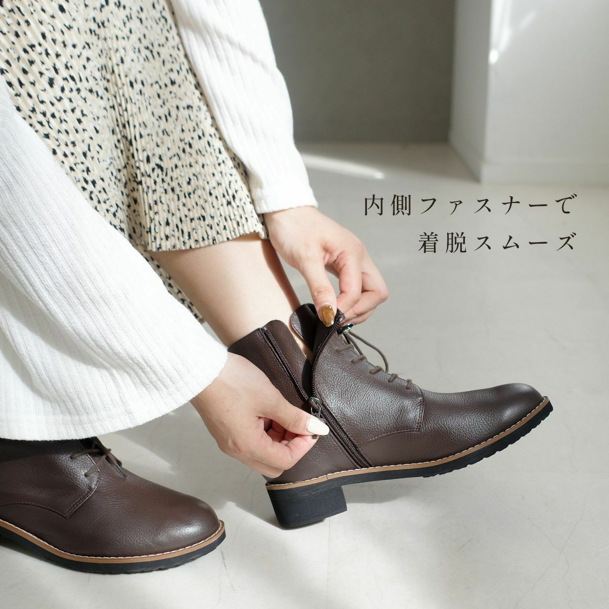 本革レースアップブーツ編み上げブーツショートブーツ レディース