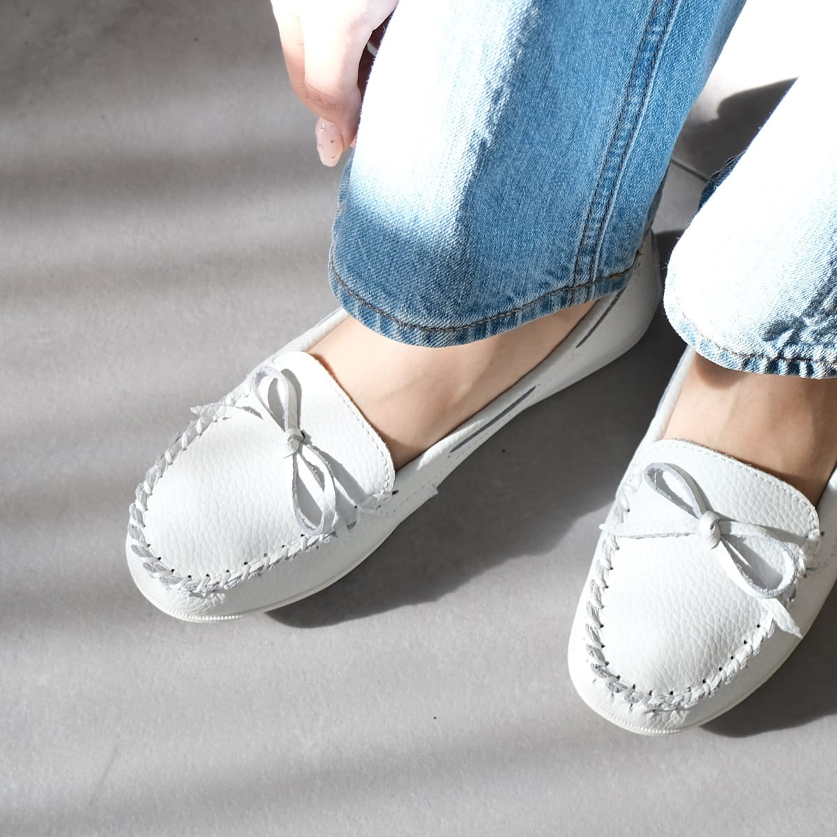 在庫限り！特別価格！】アクションレザーモカシンデッキシューズ