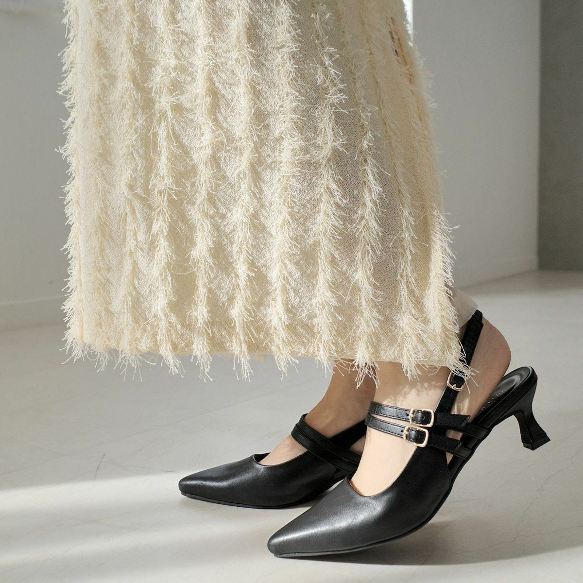 バックストラップミュールダブルストラップサンダル レディース