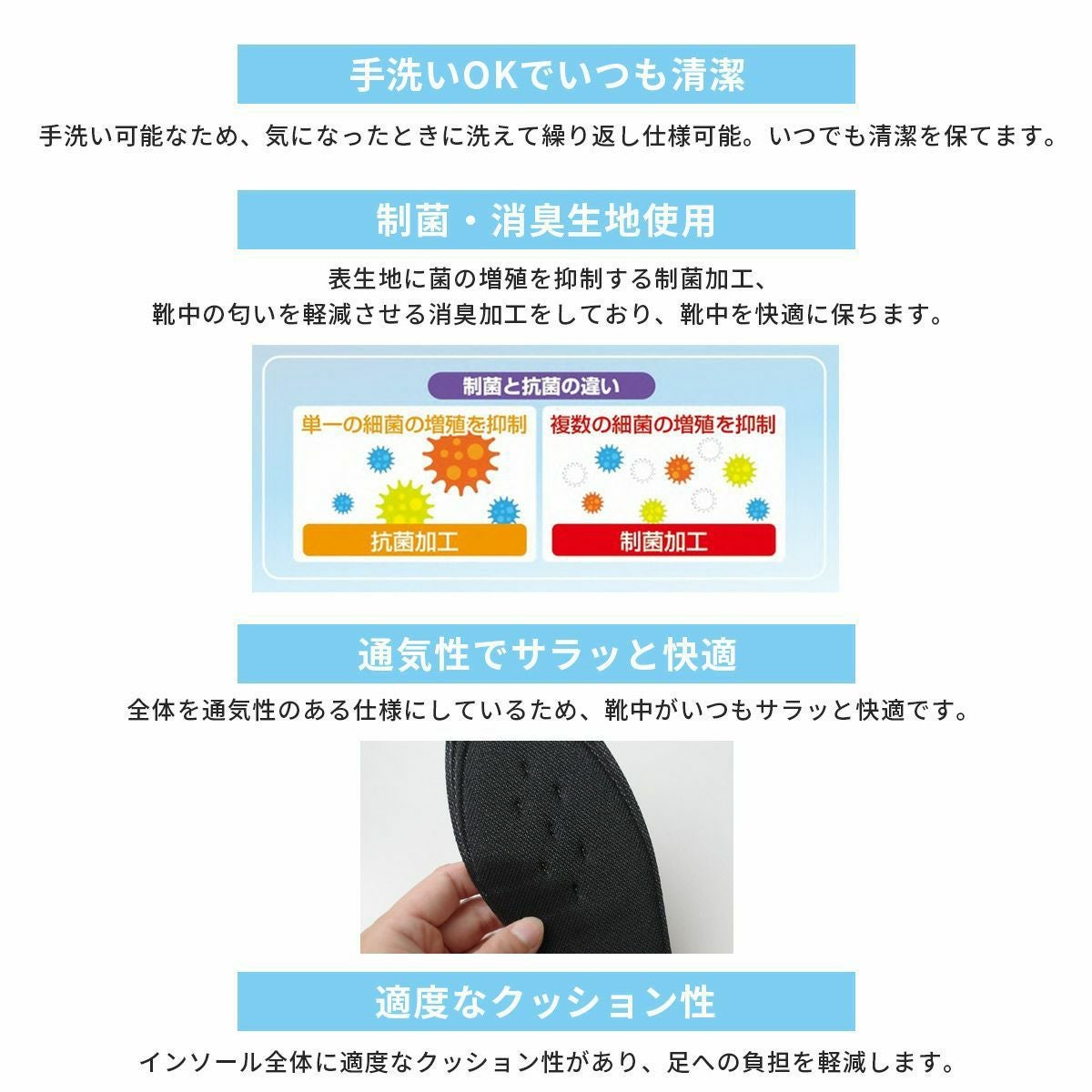is-fit洗える制菌消臭インソール男性用女性用中敷き靴ケア | 《公式