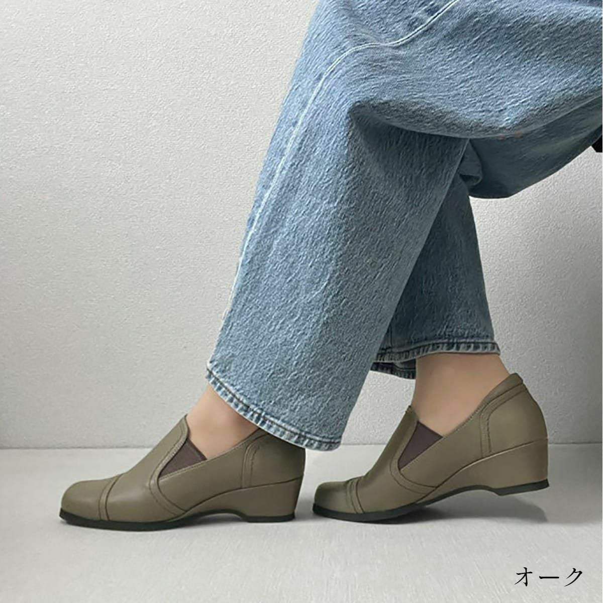 TheRow ミントグリーン レザー 甲ゴムスリッポンシューズ 履きやすい Airystepレザースリッポンシューズ レディース | 《公式》レディース