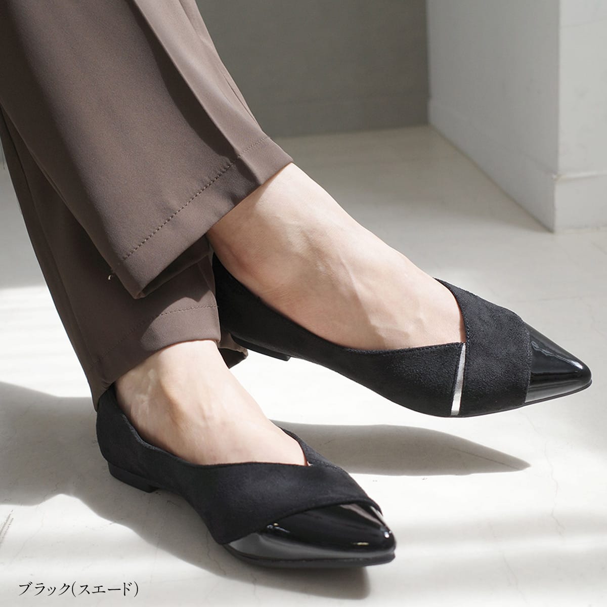 フラットパンプス　やぁー様 期間限定SALE】ポインテッドトゥパンプスアシンメトリーフラット