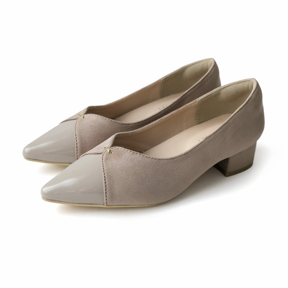 ポインテッドトゥVカットゴールドモチーフパンプス レディース