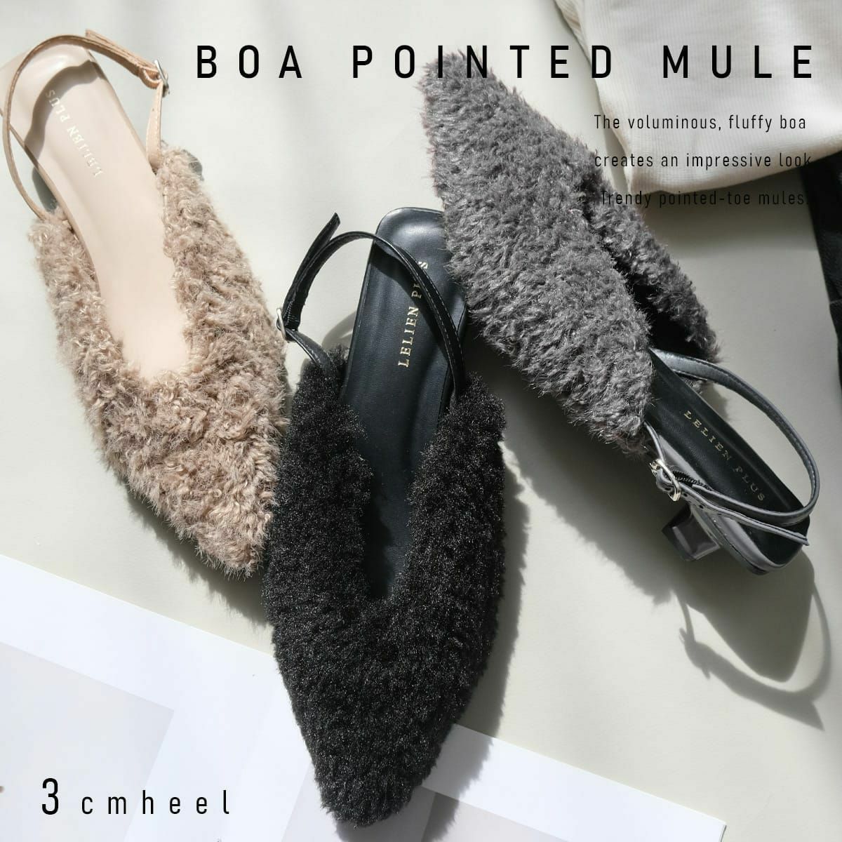 バックストラップボアポインテッドトゥミュール レディース | 《公式