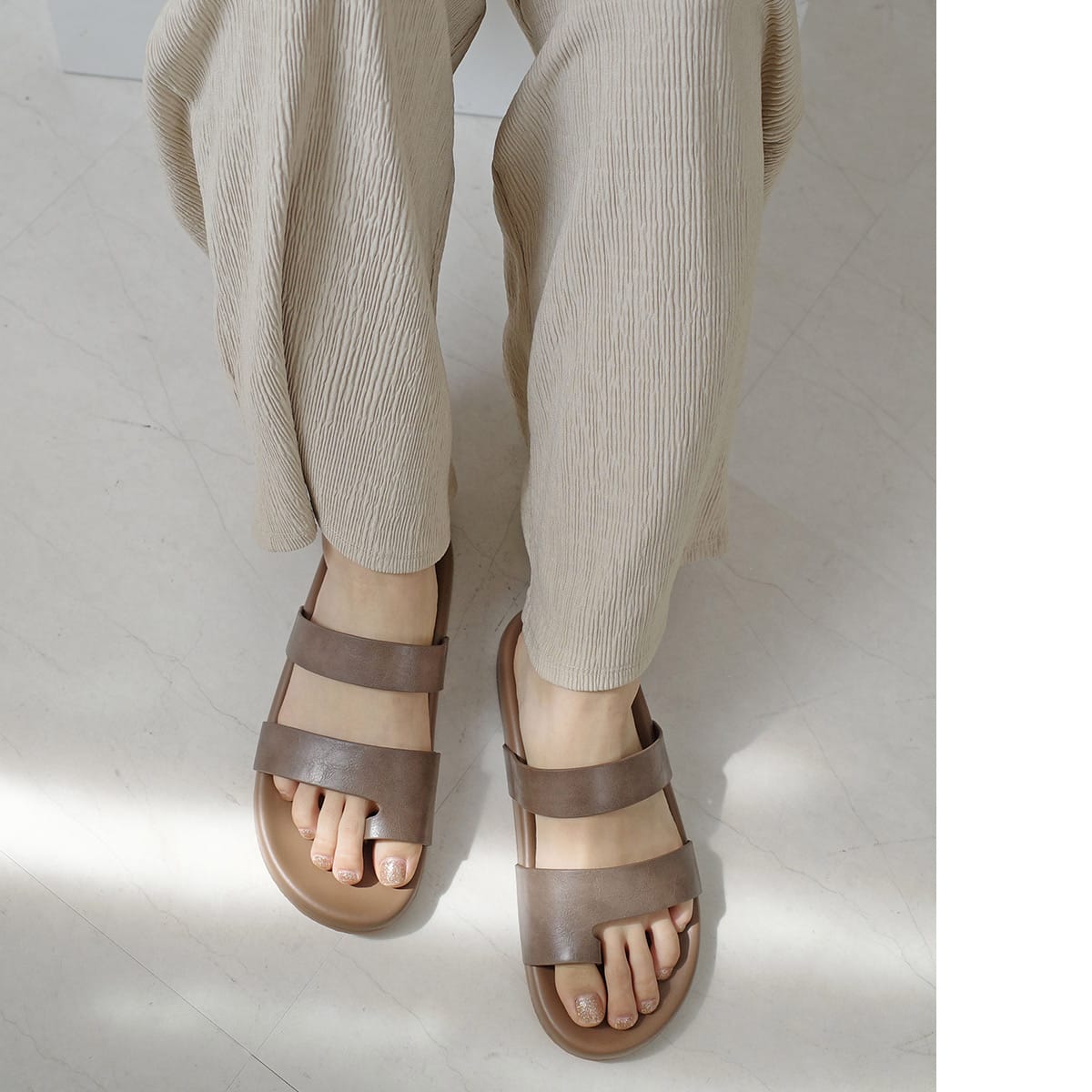 期間限定SALE】ダブルストラップコンフォートサンダル レディース