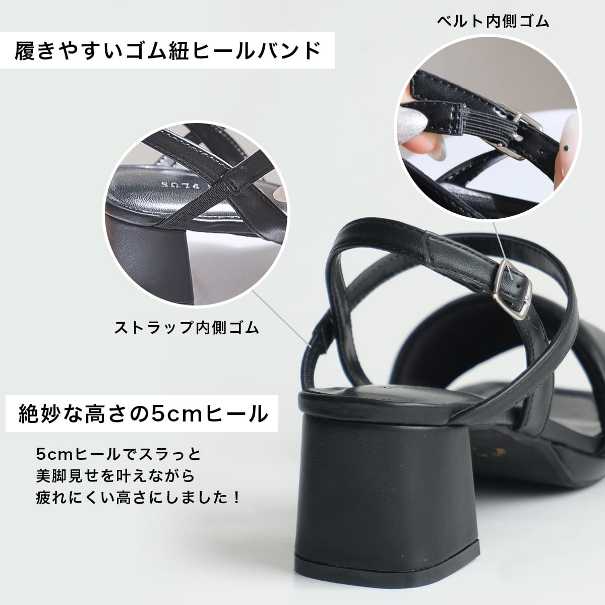 期間限定SALE】スクエアトゥパデッドサンダルストラップ レディース